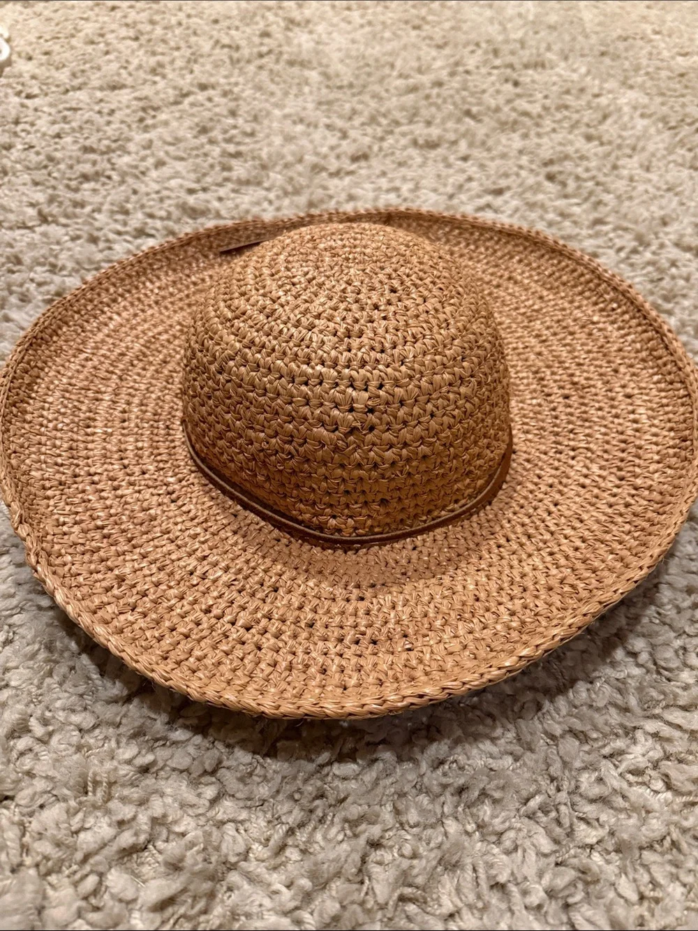 Karen Hartfield Originals Straw Raffia Sun Hat with Leather detail & strap